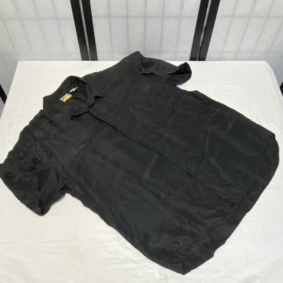 Creative Edge Vintage Short Sleeve Washable Silk Button Front Collared Shirt L - Picture 8 of 12